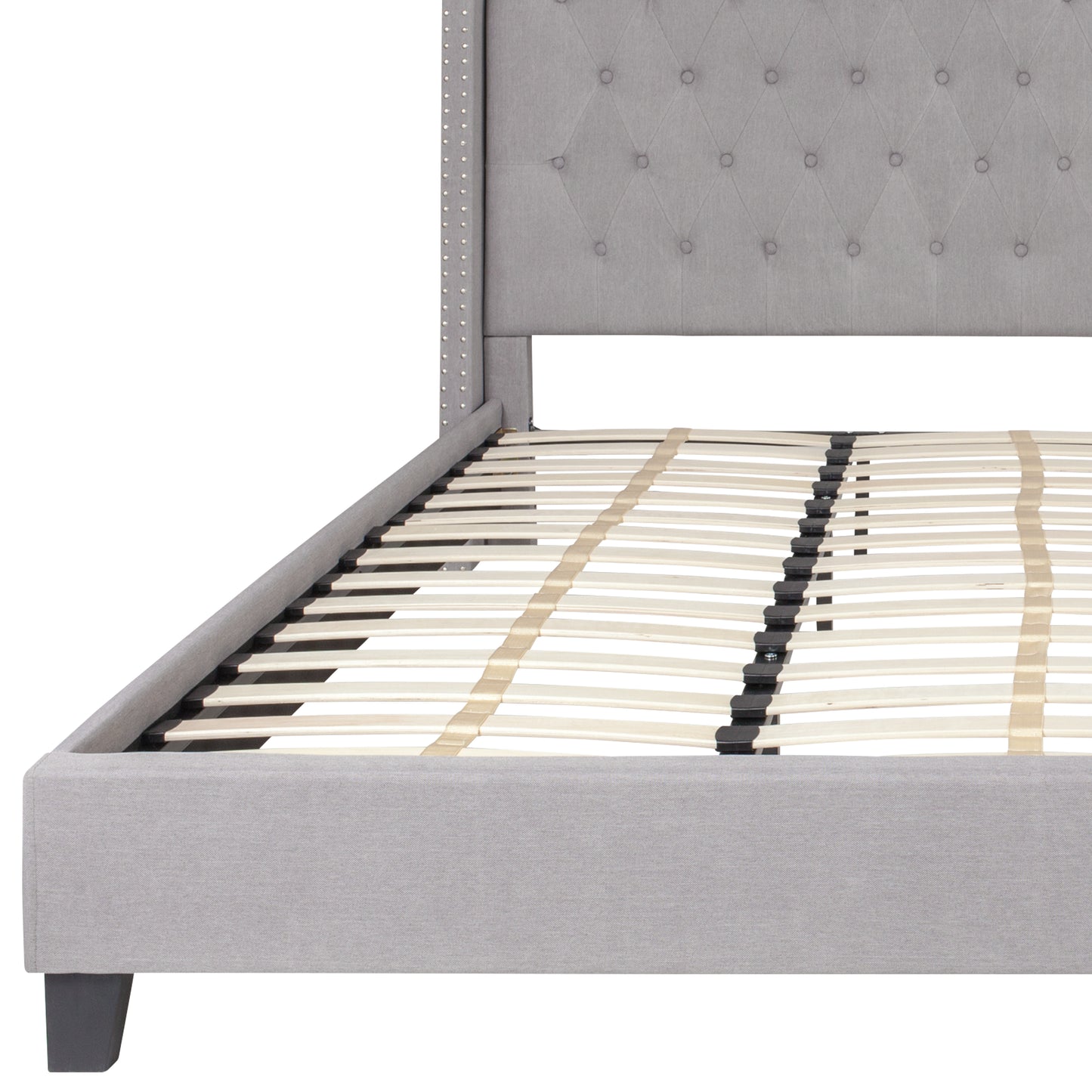 Riverdale King Size Tufted Upholstered Platform Bed in Light Gray Fabric Light Gray
