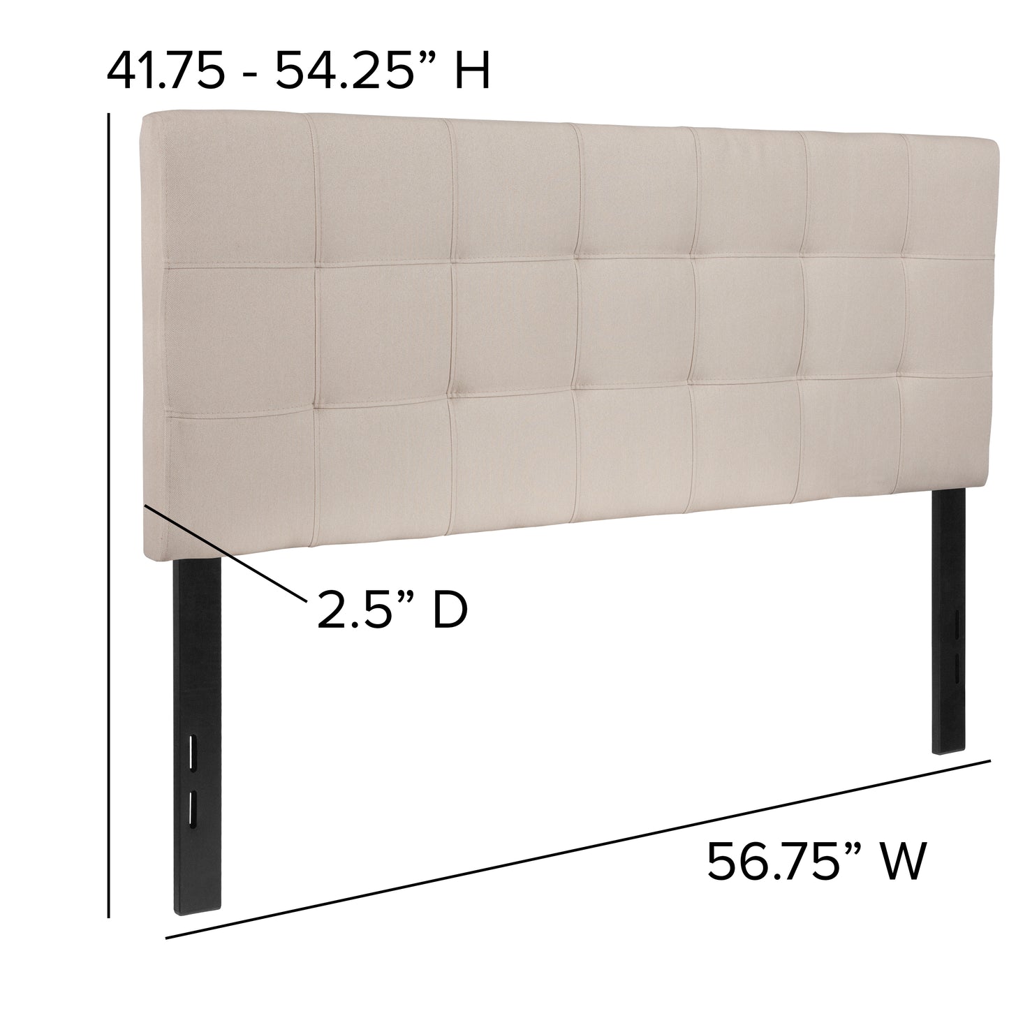 Bedford Tufted Upholstered Full Size Headboard in Beige Fabric Beige