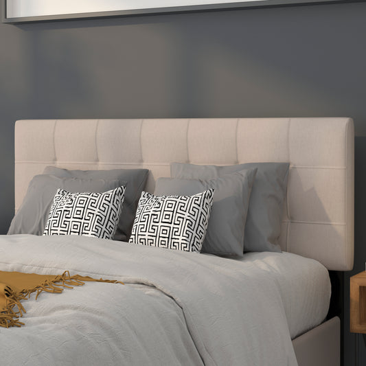 Bedford Tufted Upholstered Full Size Headboard in Beige Fabric Beige HG-HB1704-F-B-GG