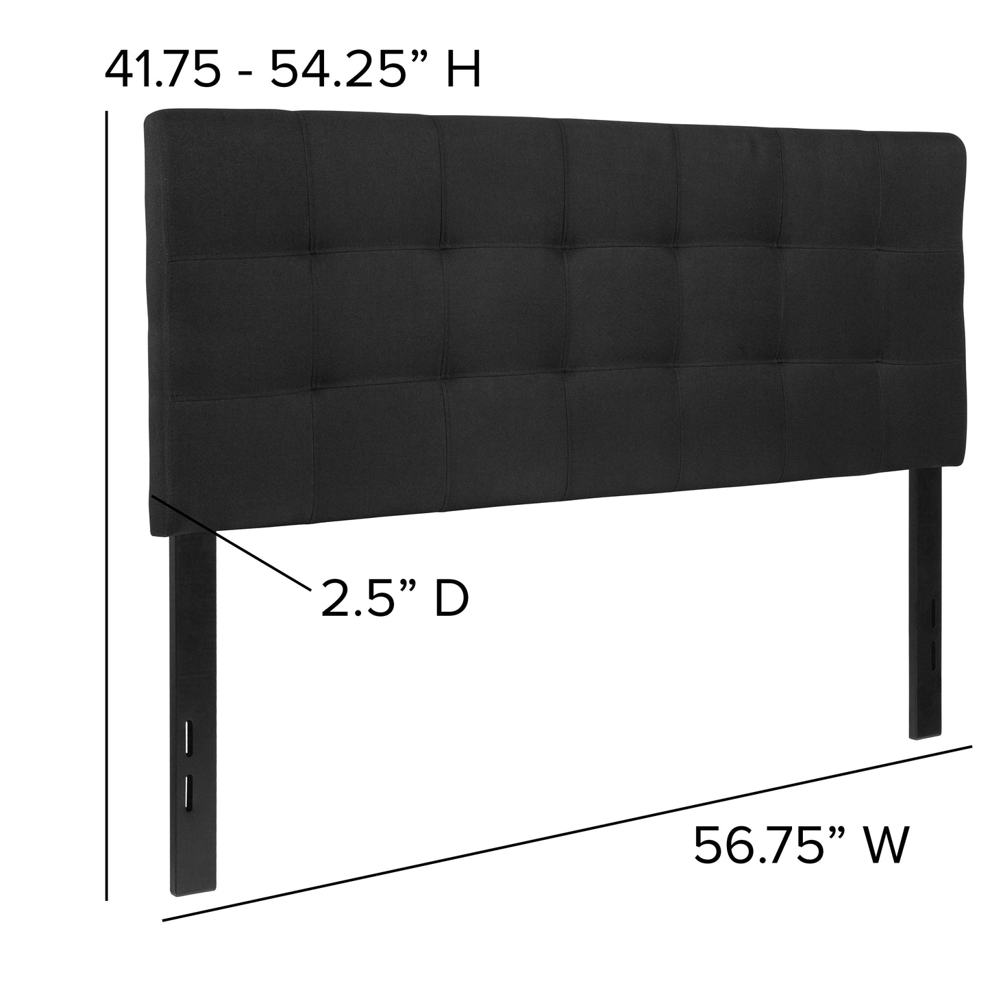 Bedford Tufted Upholstered Full Size Headboard in Black Fabric Black