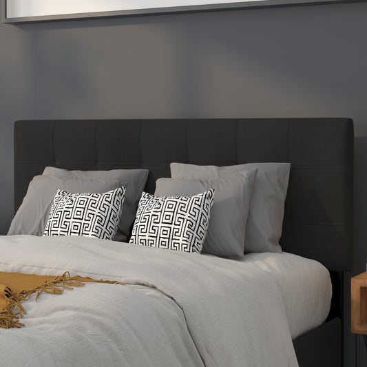Bedford Tufted Upholstered Full Size Headboard in Black Fabric Black HG-HB1704-F-BK-GG