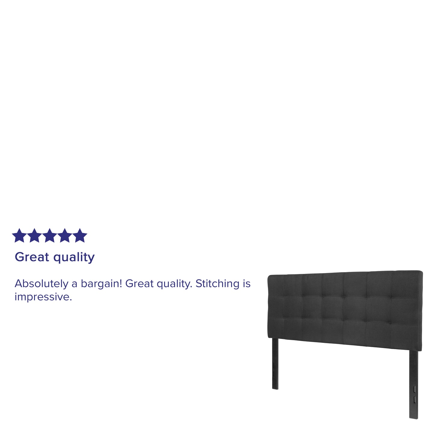 Bedford Tufted Upholstered Full Size Headboard in Black Fabric Black