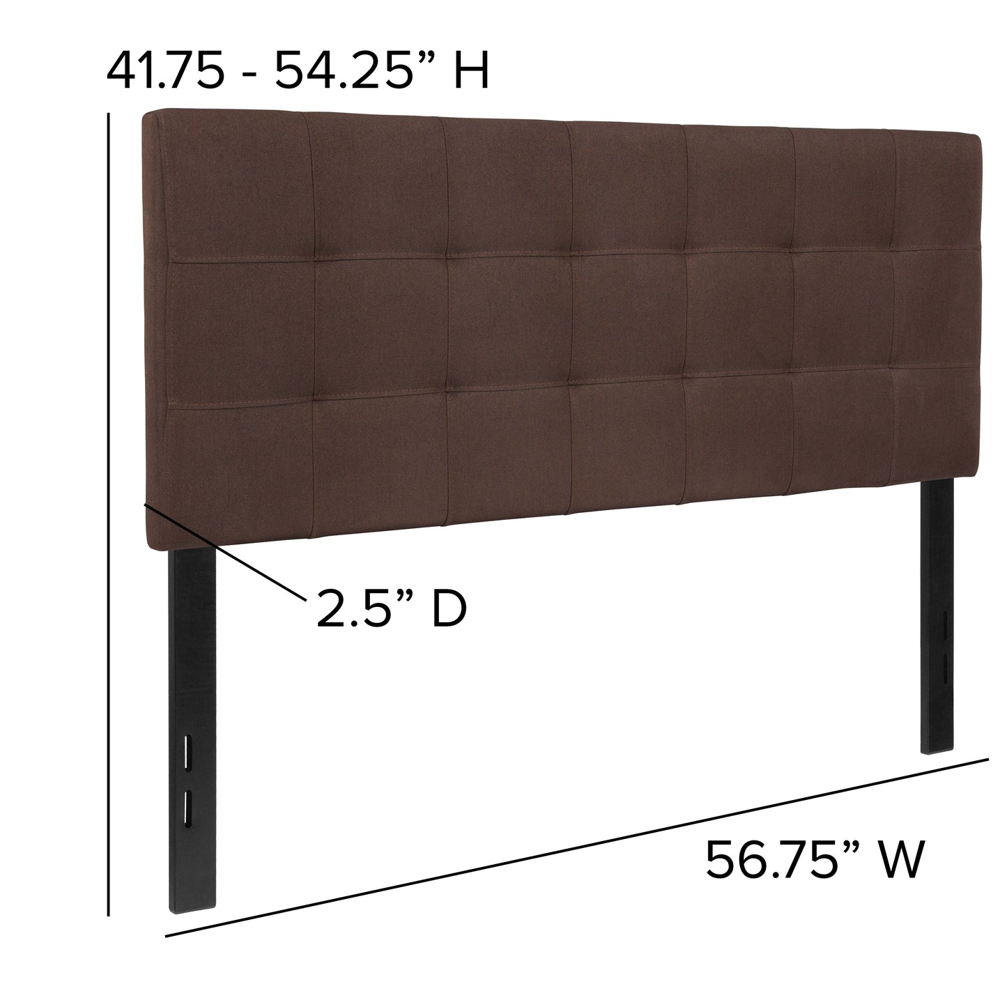 Bedford Tufted Upholstered Full Size Headboard in Dark Brown Fabric Dark Brown