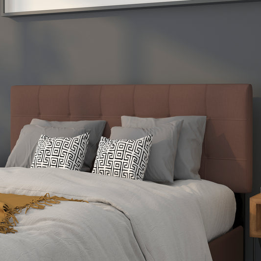 Bedford Tufted Upholstered Full Size Headboard in Dark Brown Fabric Dark Brown HG-HB1704-F-DBR-GG