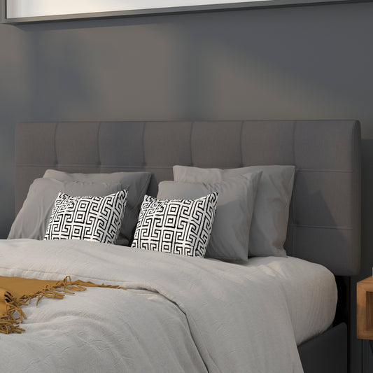 Bedford Tufted Upholstered Full Size Headboard in Dark Gray Fabric Dark Gray HG-HB1704-F-DG-GG