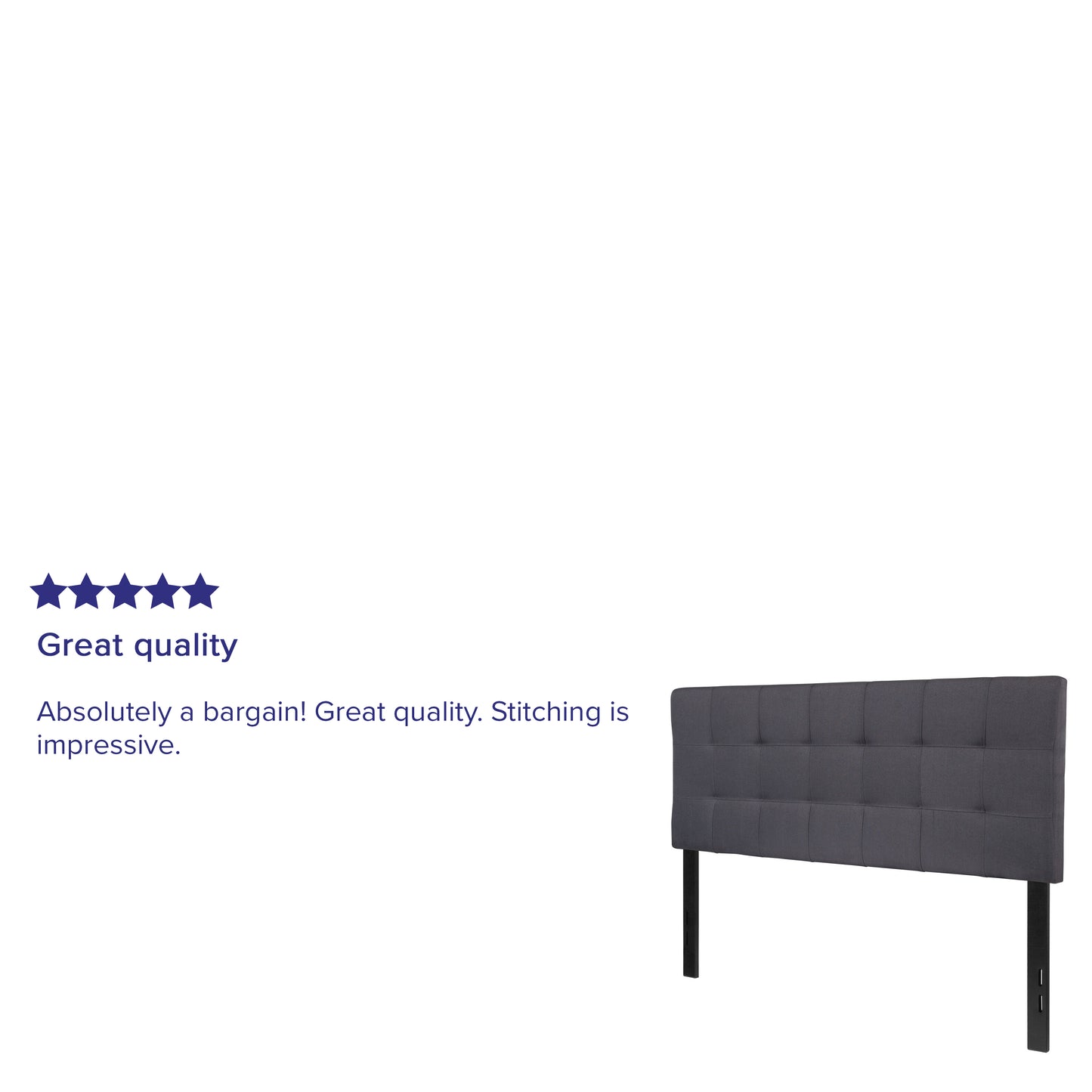 Bedford Tufted Upholstered Full Size Headboard in Dark Gray Fabric Dark Gray