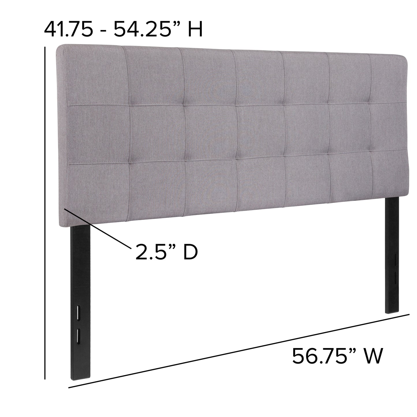 Bedford Tufted Upholstered Full Size Headboard in Light Gray Fabric Light Gray