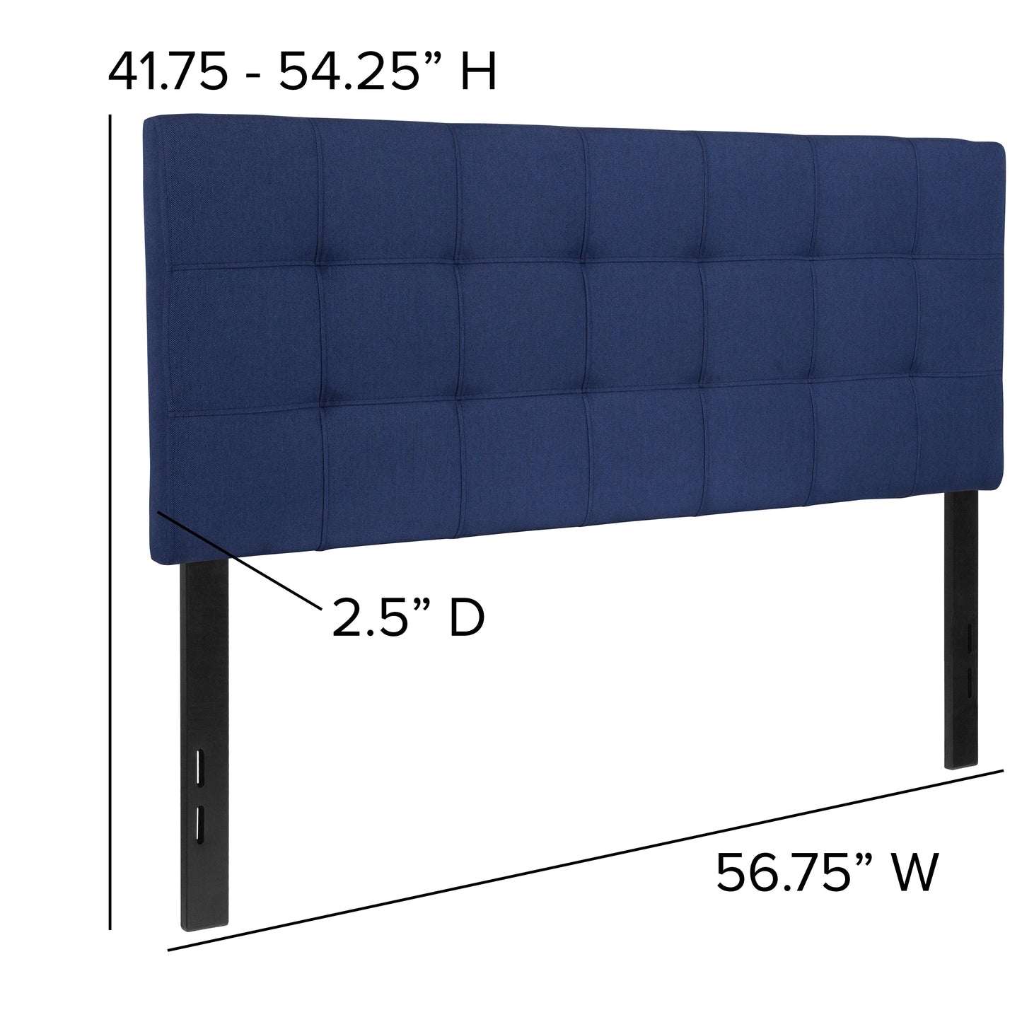 Bedford Tufted Upholstered Full Size Headboard in Navy Fabric Navy