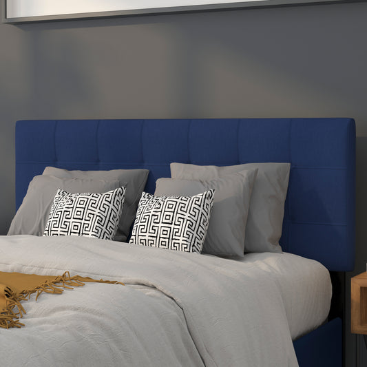Bedford Tufted Upholstered Full Size Headboard in Navy Fabric Navy HG-HB1704-F-N-GG