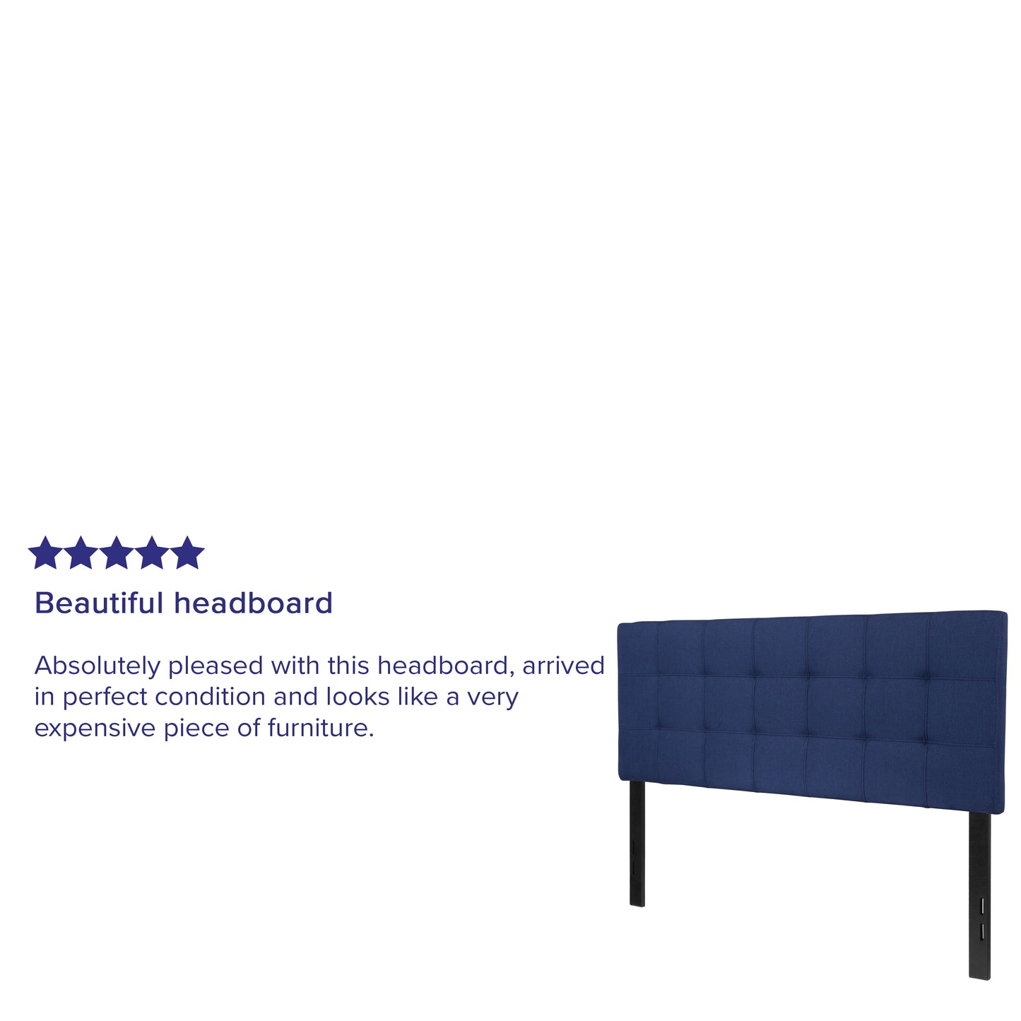 Bedford Tufted Upholstered Full Size Headboard in Navy Fabric Navy