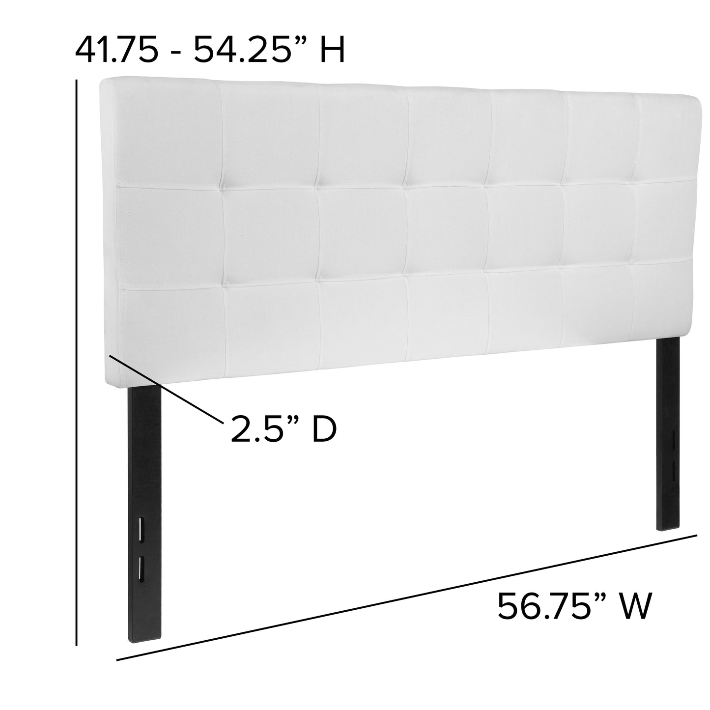 Bedford Tufted Upholstered Full Size Headboard in White Fabric White