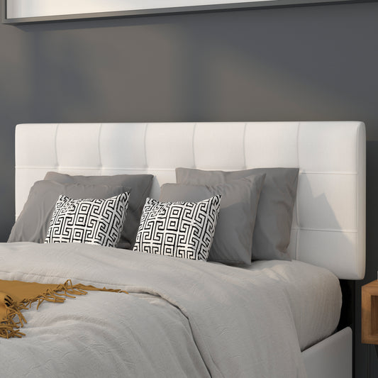 Bedford Tufted Upholstered Full Size Headboard in White Fabric White HG-HB1704-F-W-GG