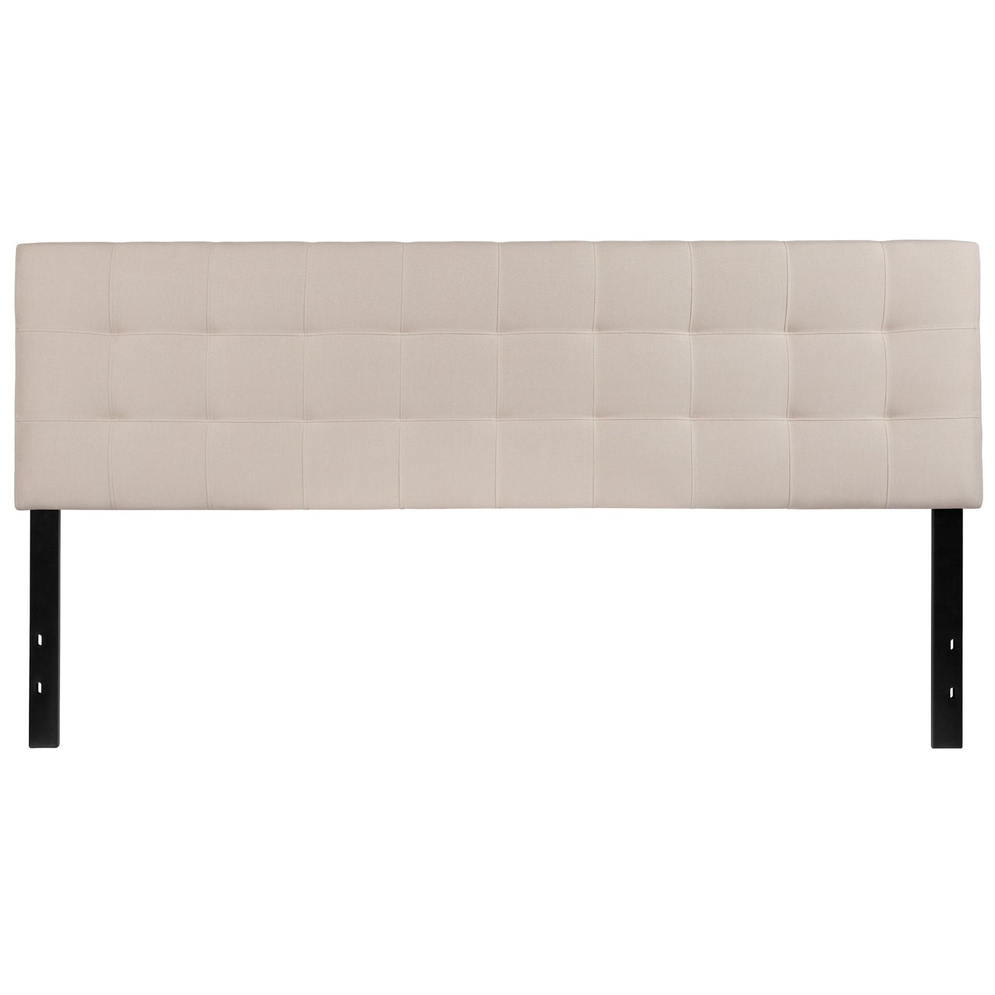 Bedford Tufted Upholstered King Size Headboard in Beige Fabric Beige