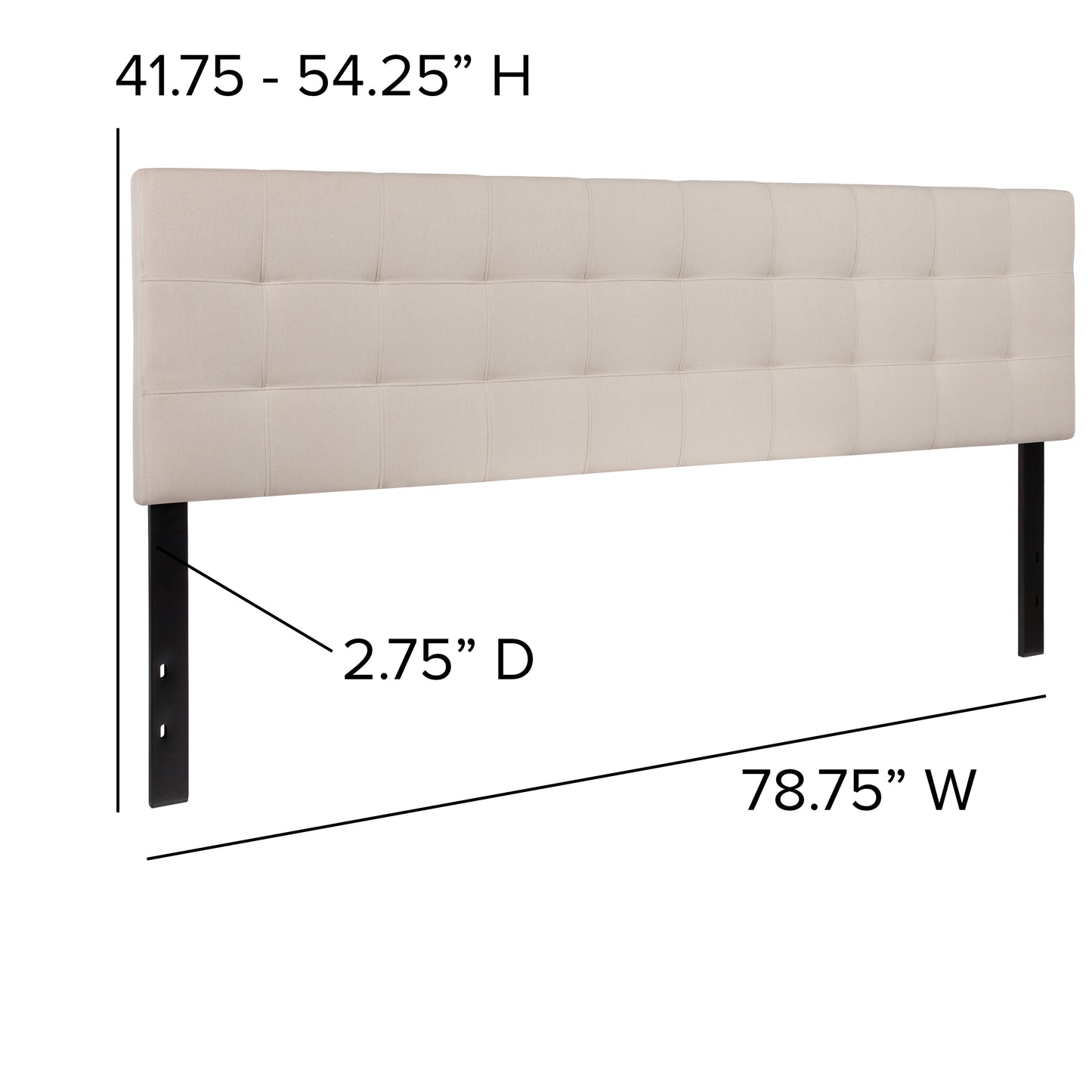 Bedford Tufted Upholstered King Size Headboard in Beige Fabric Beige