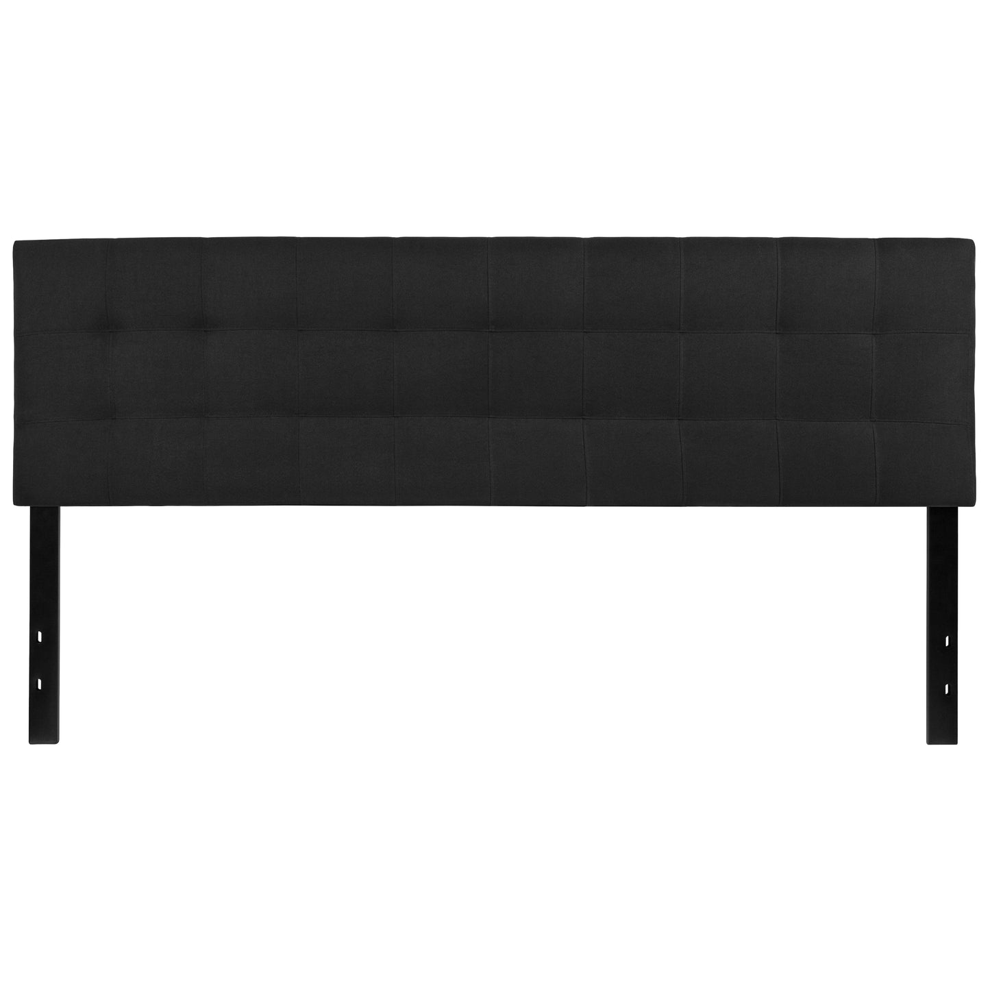 Bedford Tufted Upholstered King Size Headboard in Black Fabric Black
