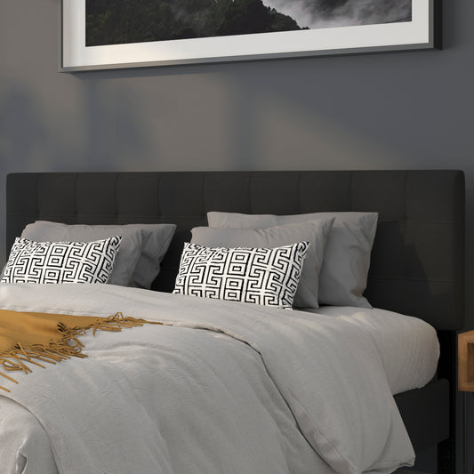 Bedford Tufted Upholstered King Size Headboard in Black Fabric Black HG-HB1704-K-BK-GG