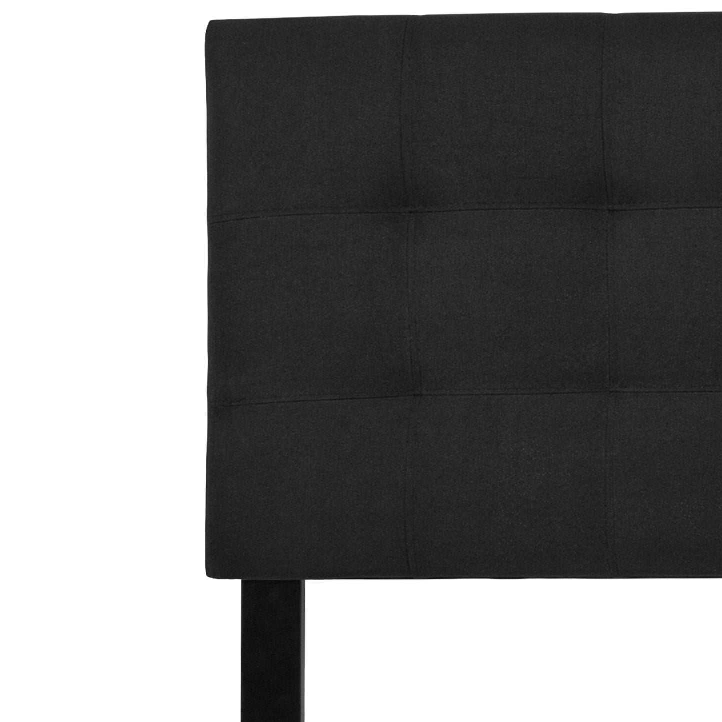 Bedford Tufted Upholstered King Size Headboard in Black Fabric Black
