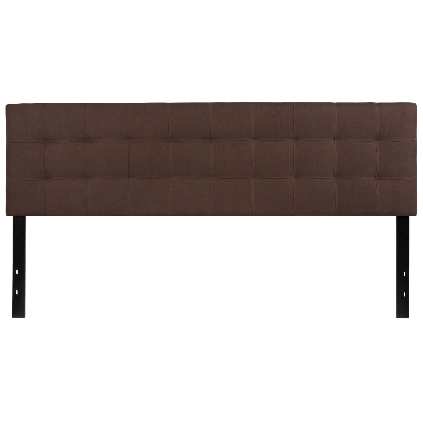 Bedford Tufted Upholstered King Size Headboard in Dark Brown Fabric Dark Brown