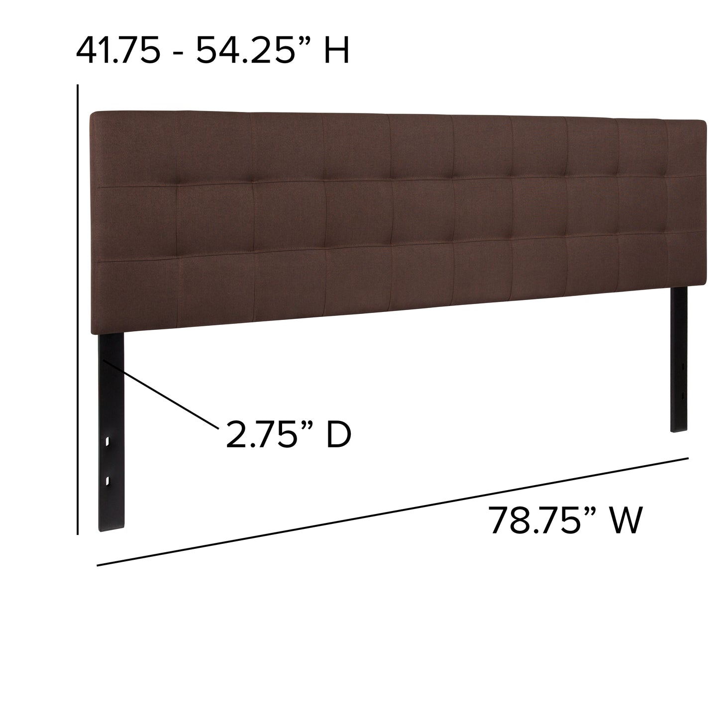 Bedford Tufted Upholstered King Size Headboard in Dark Brown Fabric Dark Brown