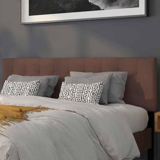 Bedford Tufted Upholstered King Size Headboard in Dark Brown Fabric Dark Brown HG-HB1704-K-DBR-GG