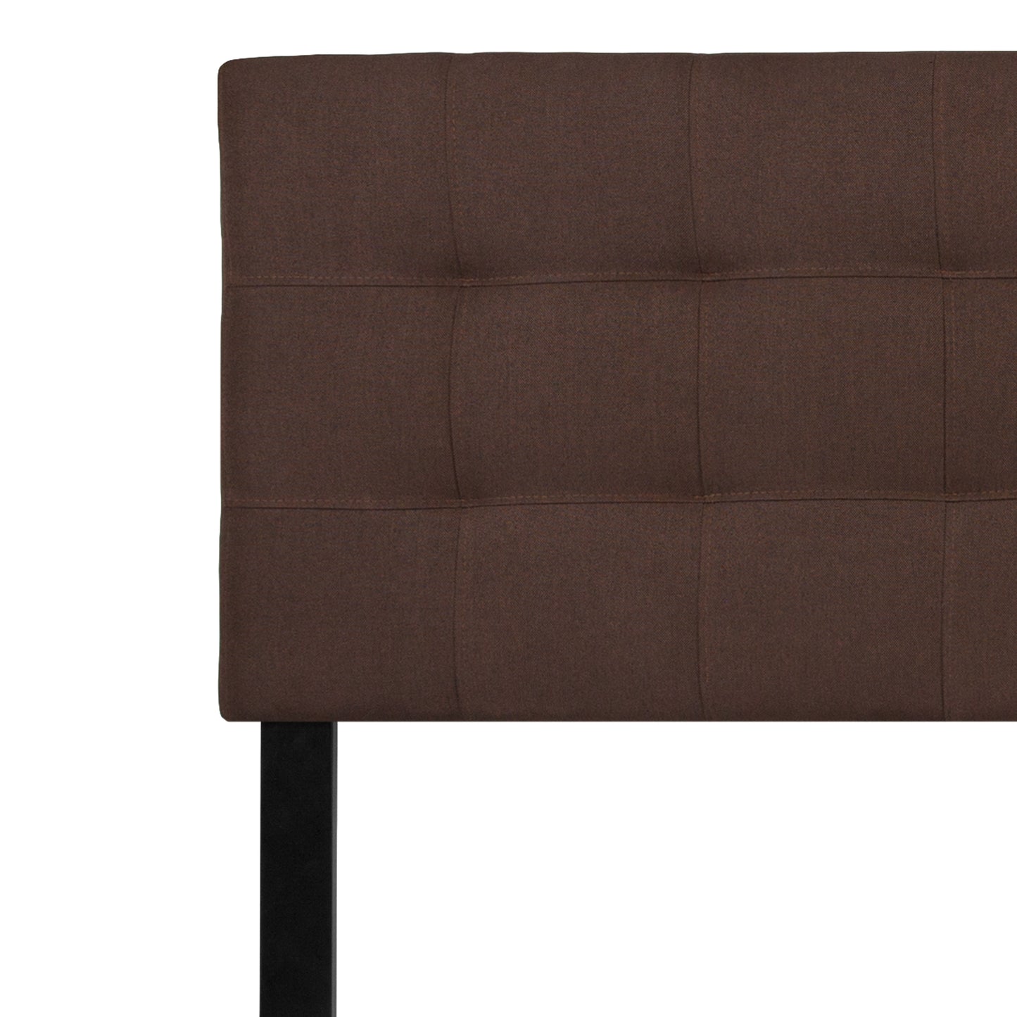 Bedford Tufted Upholstered King Size Headboard in Dark Brown Fabric Dark Brown