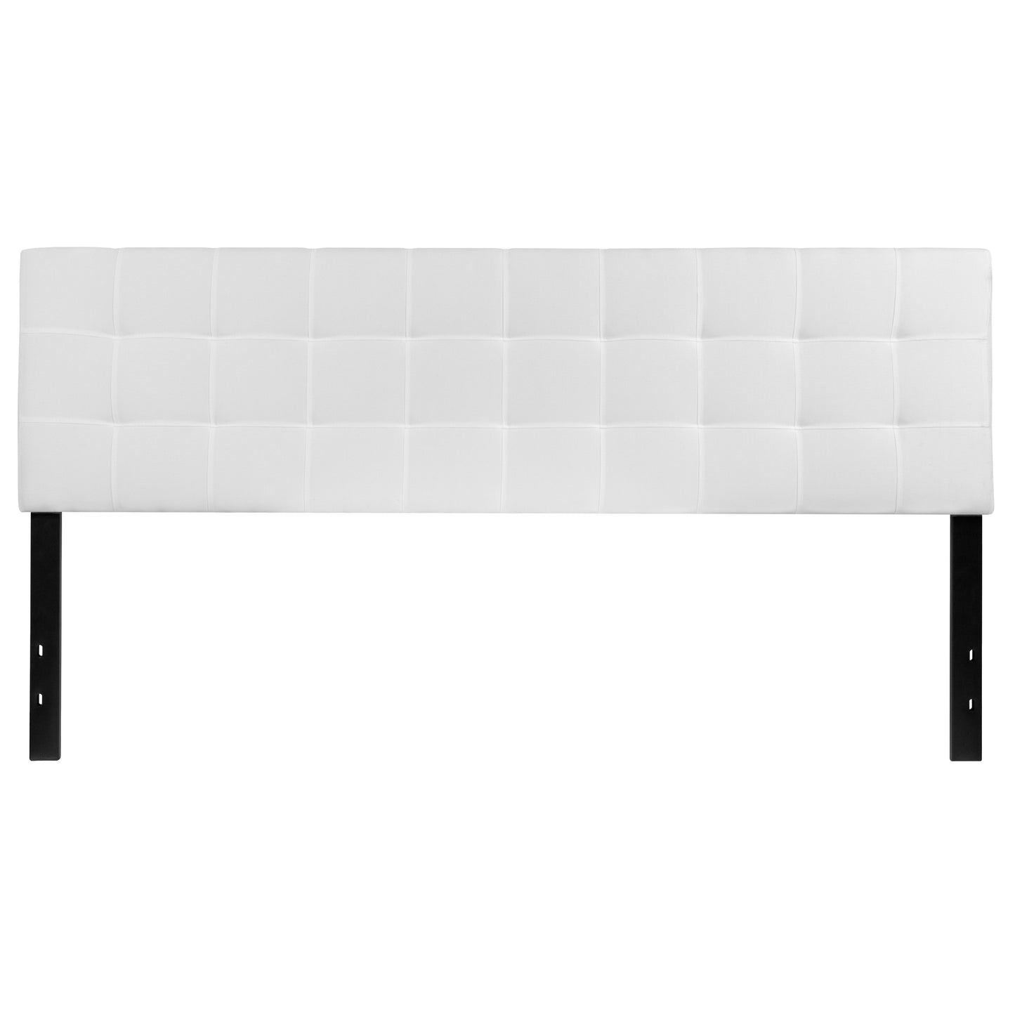 Bedford Tufted Upholstered King Size Headboard in White Fabric White