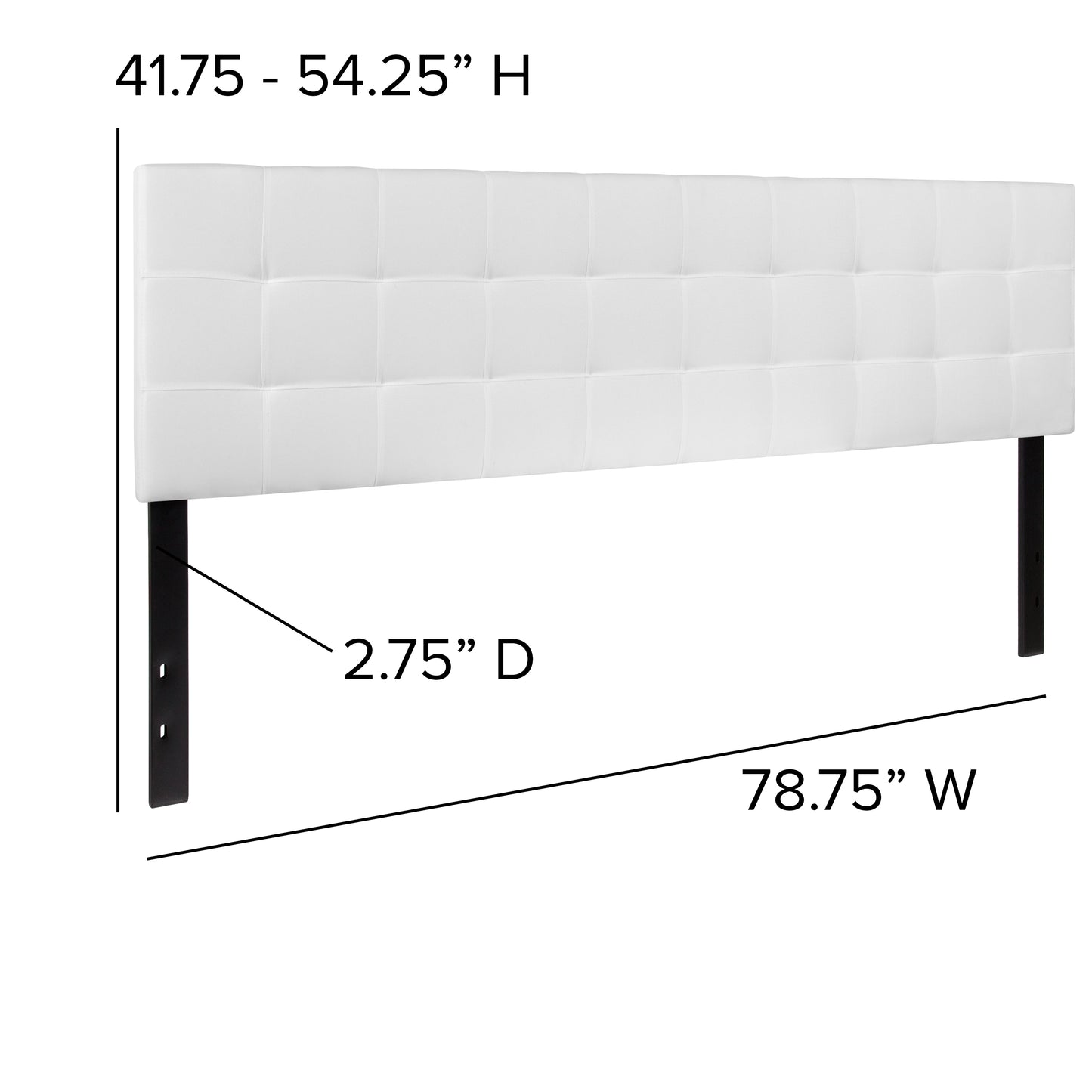 Bedford Tufted Upholstered King Size Headboard in White Fabric White