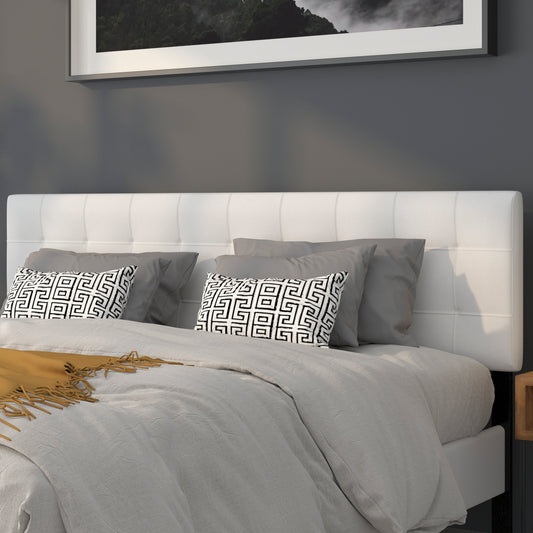 Bedford Tufted Upholstered King Size Headboard in White Fabric White HG-HB1704-K-W-GG