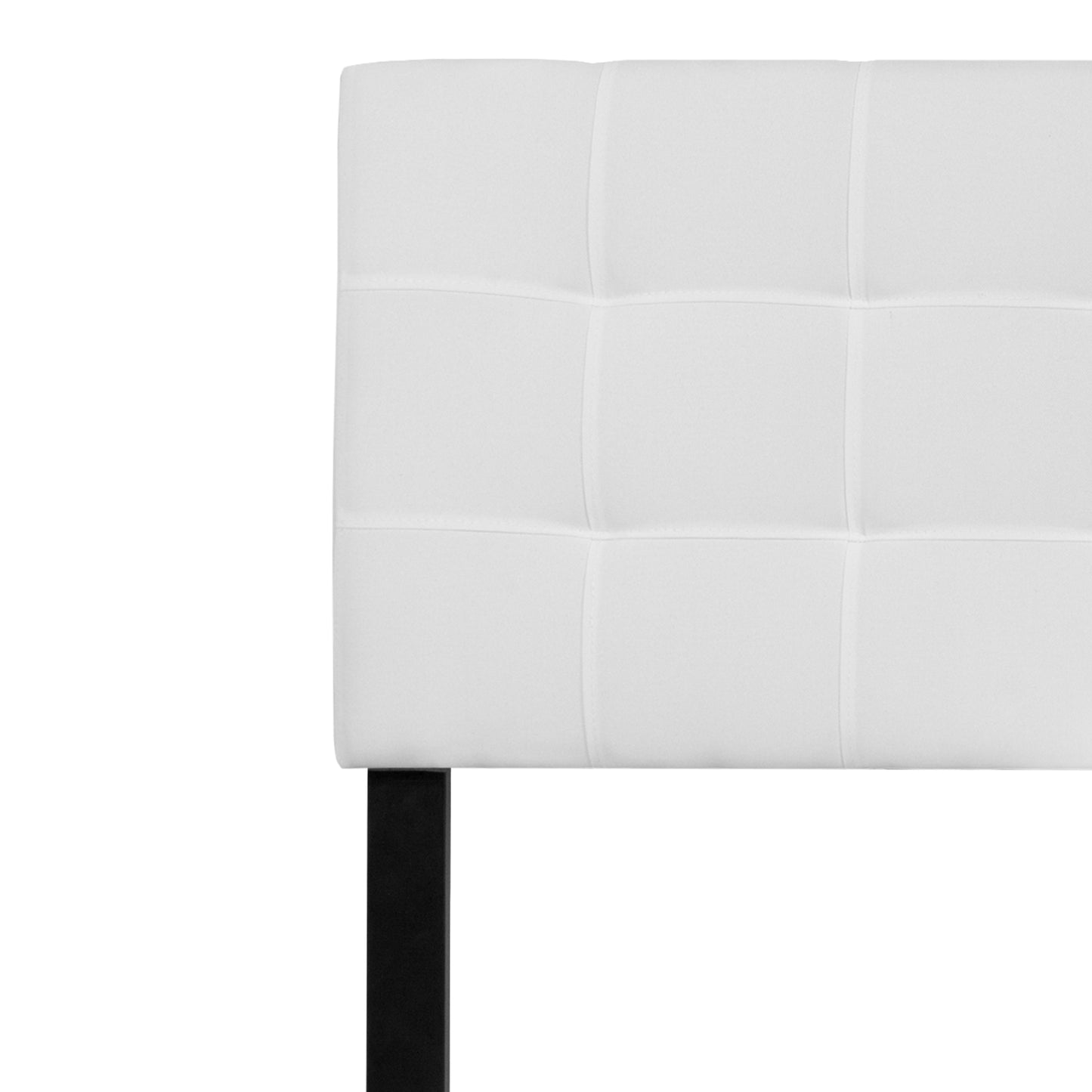 Bedford Tufted Upholstered King Size Headboard in White Fabric White