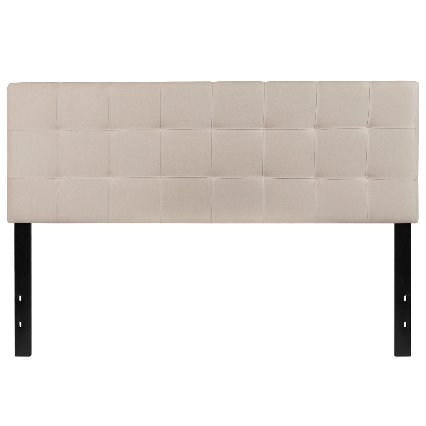 Bedford Tufted Upholstered Queen Size Headboard in Beige Fabric Beige