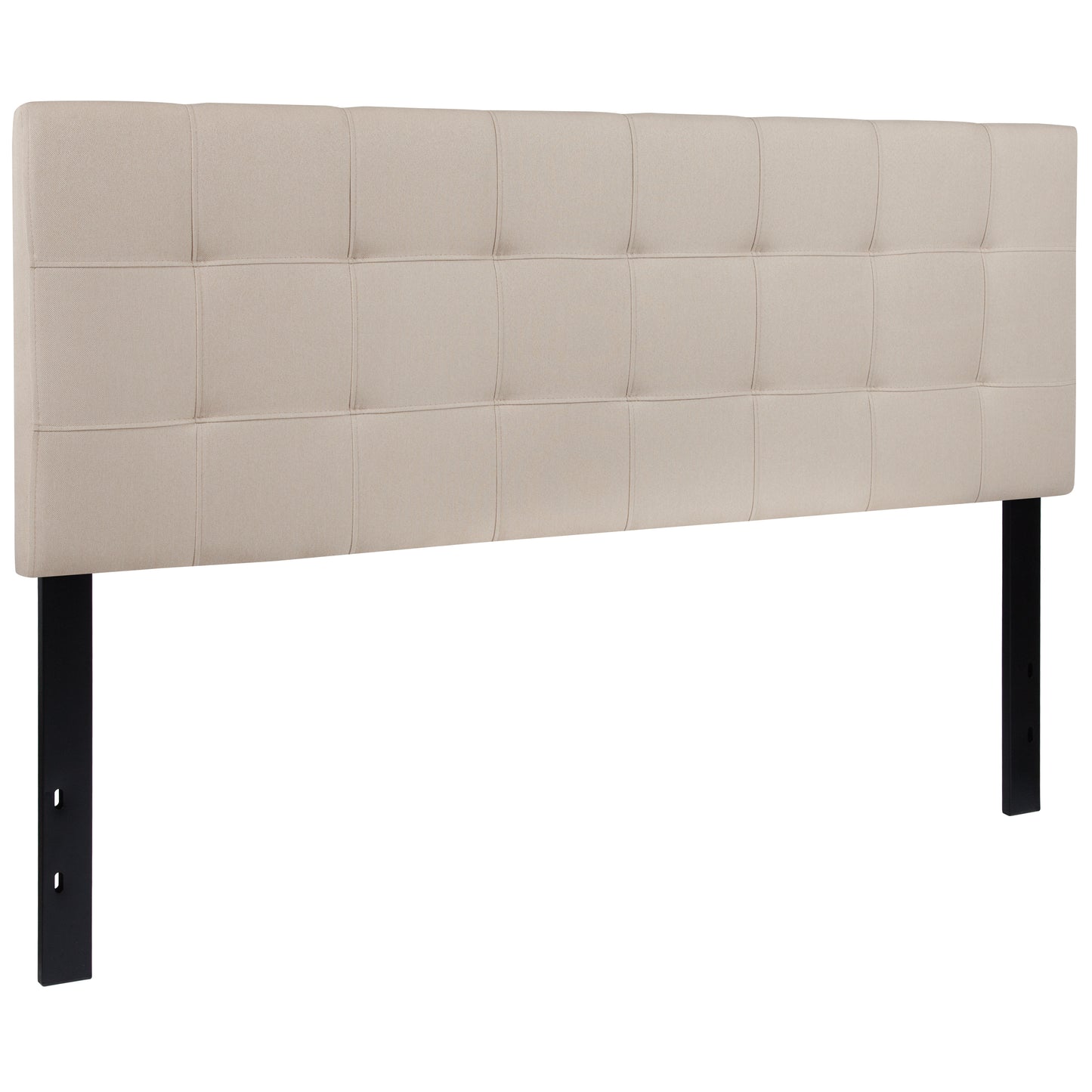 Bedford Tufted Upholstered Queen Size Headboard in Beige Fabric Beige