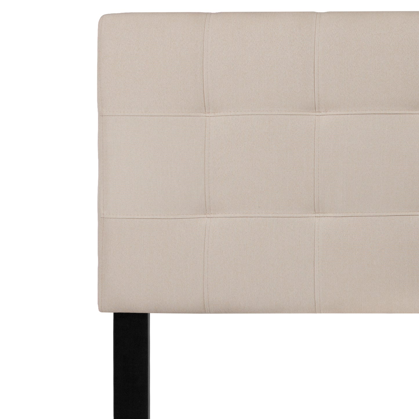 Bedford Tufted Upholstered Queen Size Headboard in Beige Fabric Beige