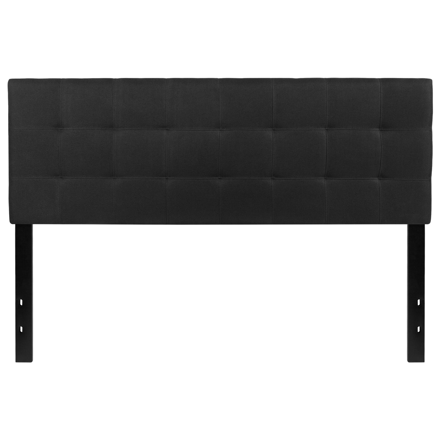 Bedford Tufted Upholstered Queen Size Headboard in Black Fabric Black