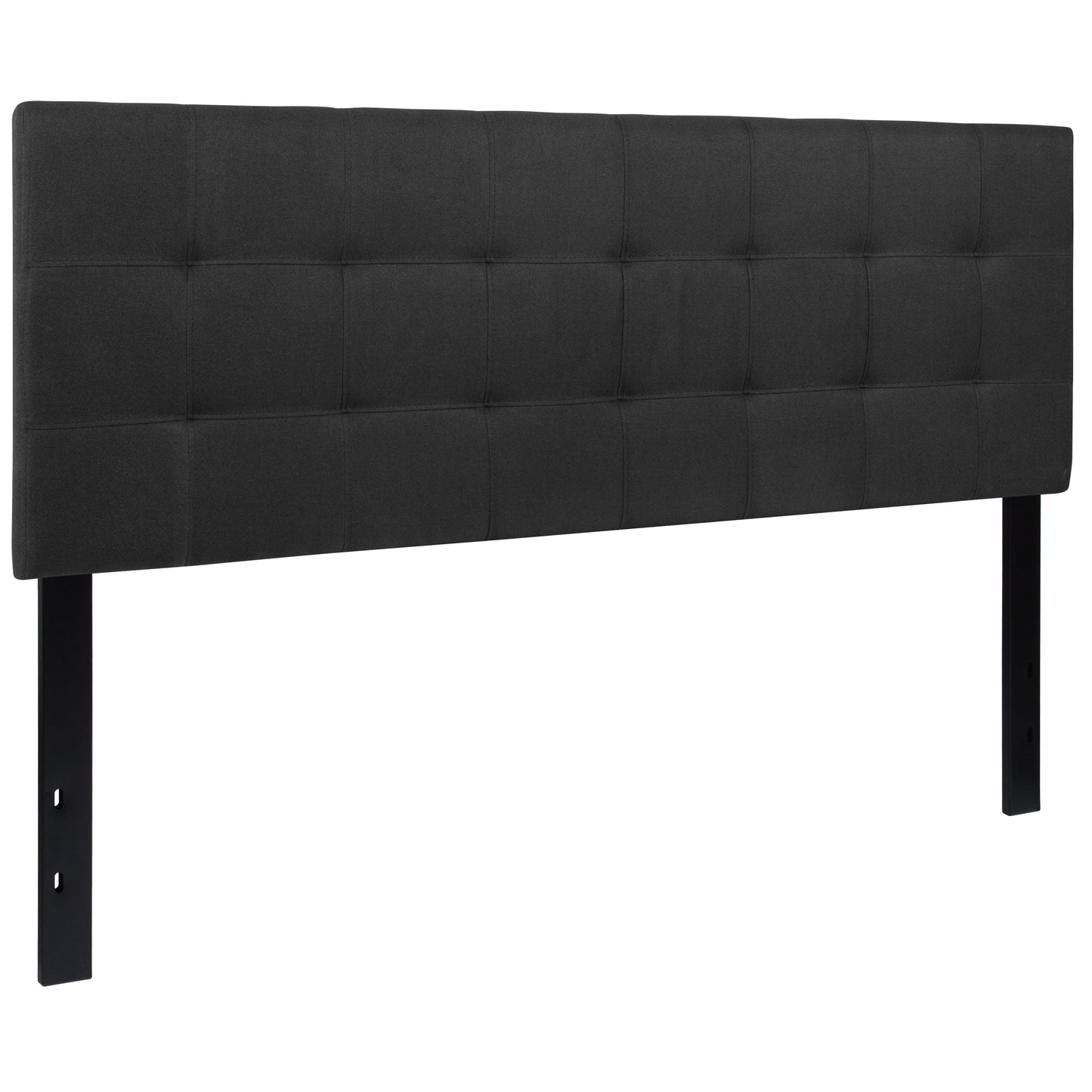 Bedford Tufted Upholstered Queen Size Headboard in Black Fabric Black