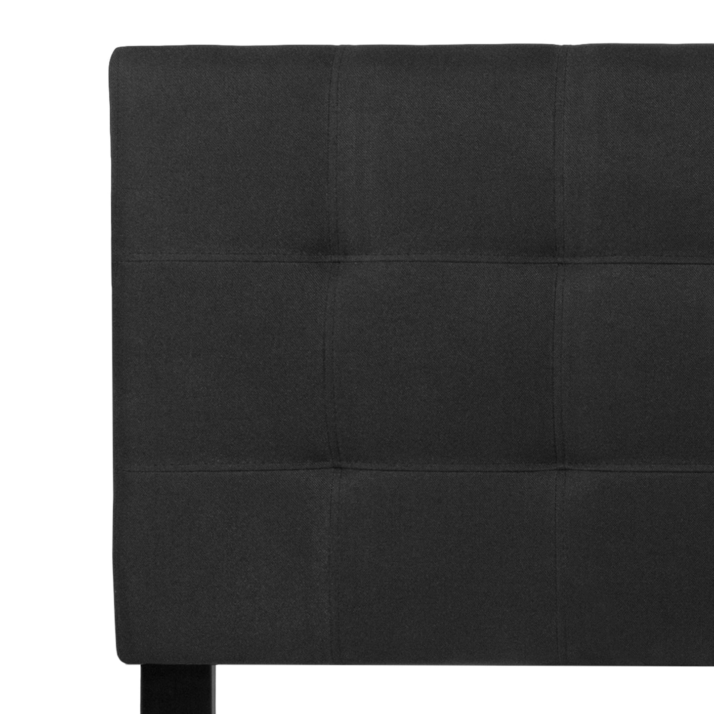 Bedford Tufted Upholstered Queen Size Headboard in Black Fabric Black