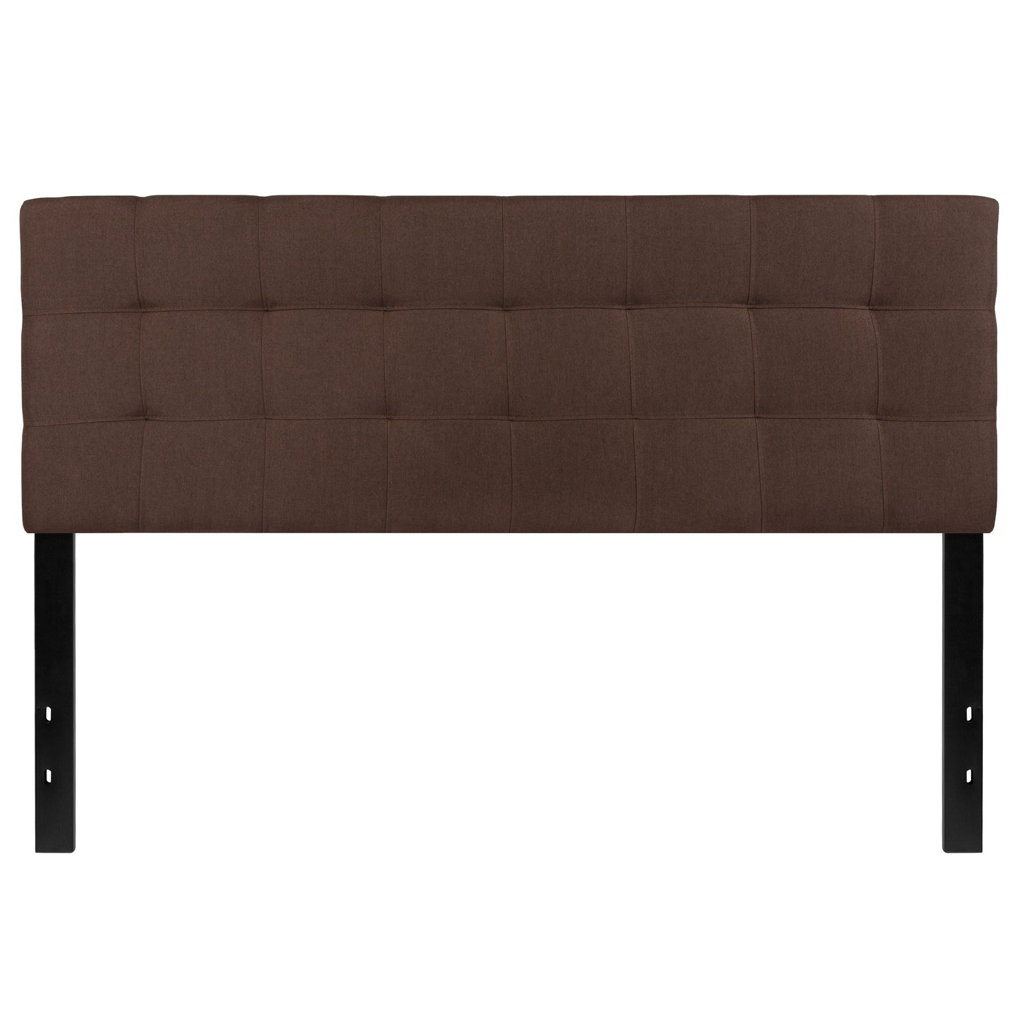 Bedford Tufted Upholstered Queen Size Headboard in Dark Brown Fabric Dark Brown