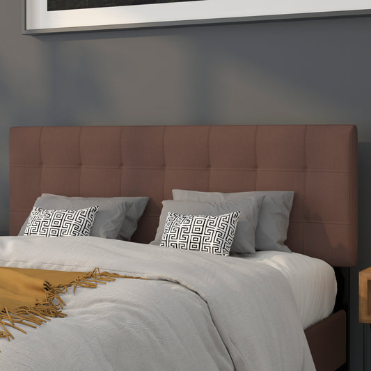 Bedford Tufted Upholstered Queen Size Headboard in Dark Brown Fabric Dark Brown HG-HB1704-Q-DBR-GG