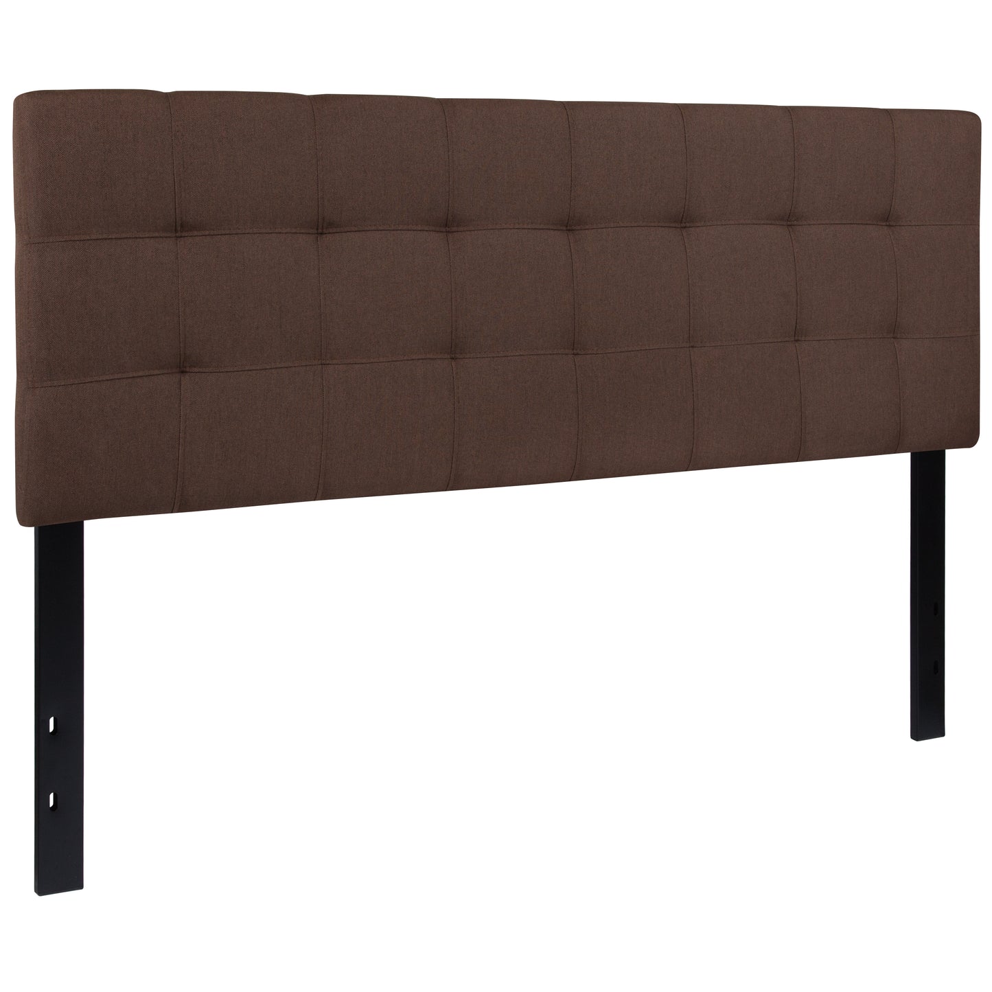 Bedford Tufted Upholstered Queen Size Headboard in Dark Brown Fabric Dark Brown