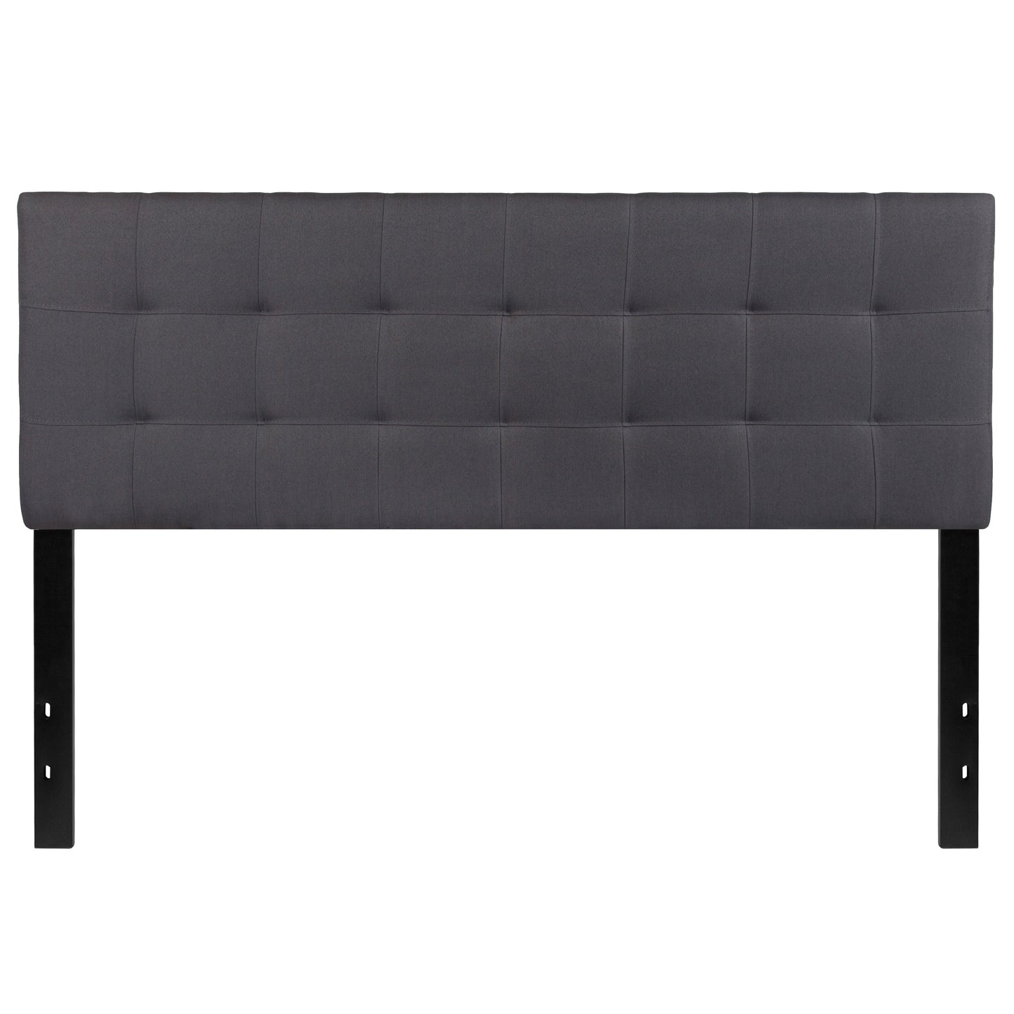 Bedford Tufted Upholstered Queen Size Headboard in Dark Gray Fabric Dark Gray