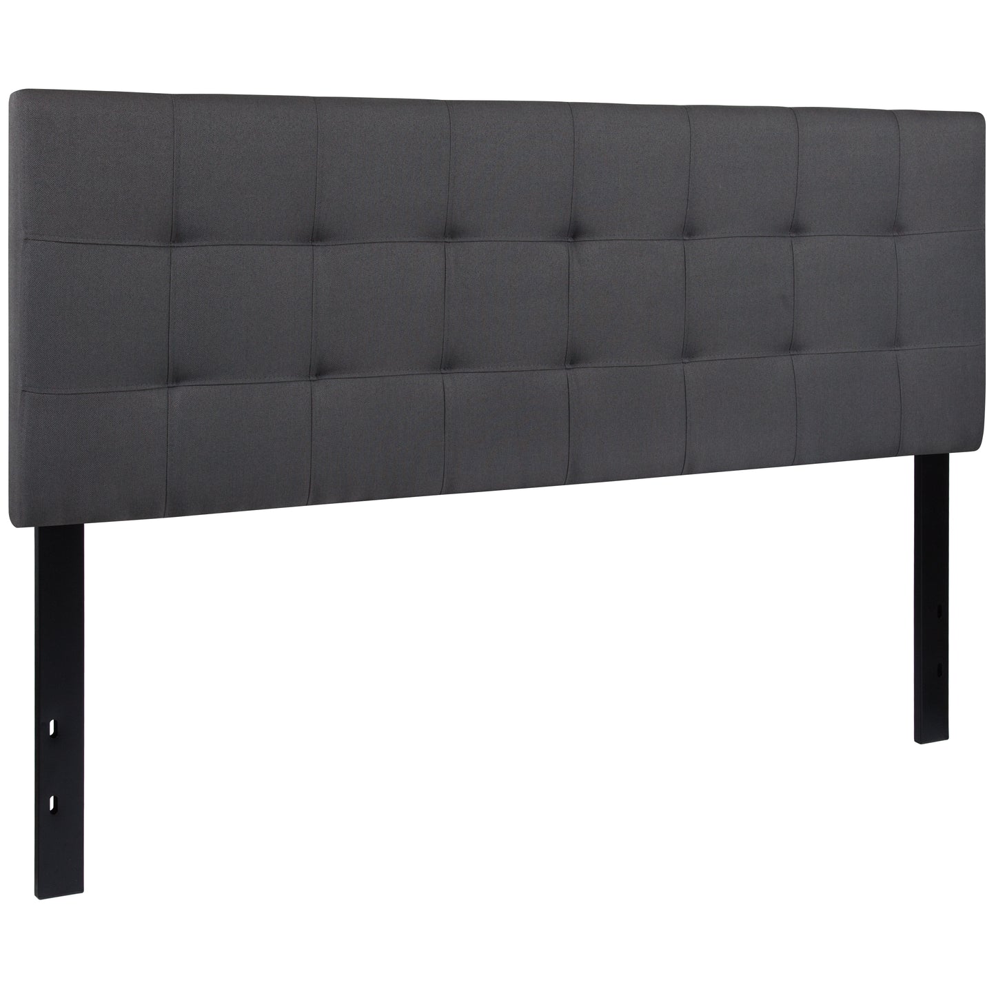 Bedford Tufted Upholstered Queen Size Headboard in Dark Gray Fabric Dark Gray