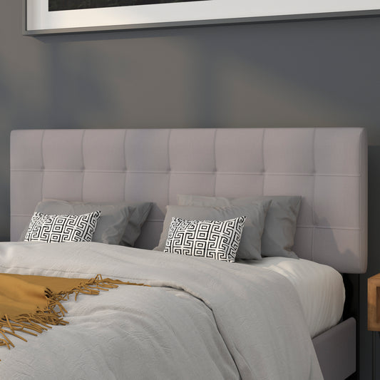 Bedford Tufted Upholstered Queen Size Headboard in Light Gray Fabric Light Gray HG-HB1704-Q-LG-GG
