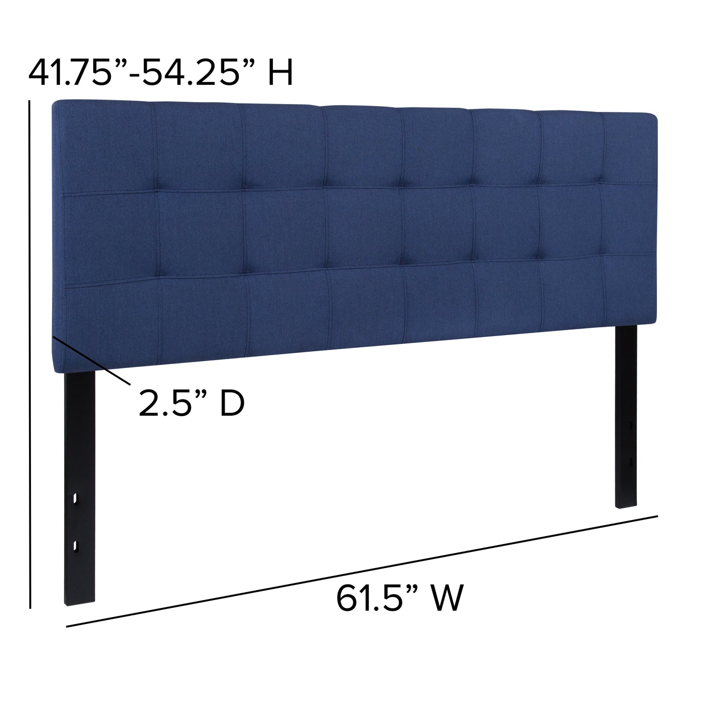 Bedford Tufted Upholstered Queen Size Headboard in Navy Fabric Navy