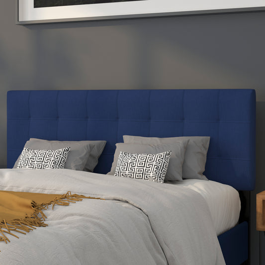 Bedford Tufted Upholstered Queen Size Headboard in Navy Fabric Navy HG-HB1704-Q-N-GG