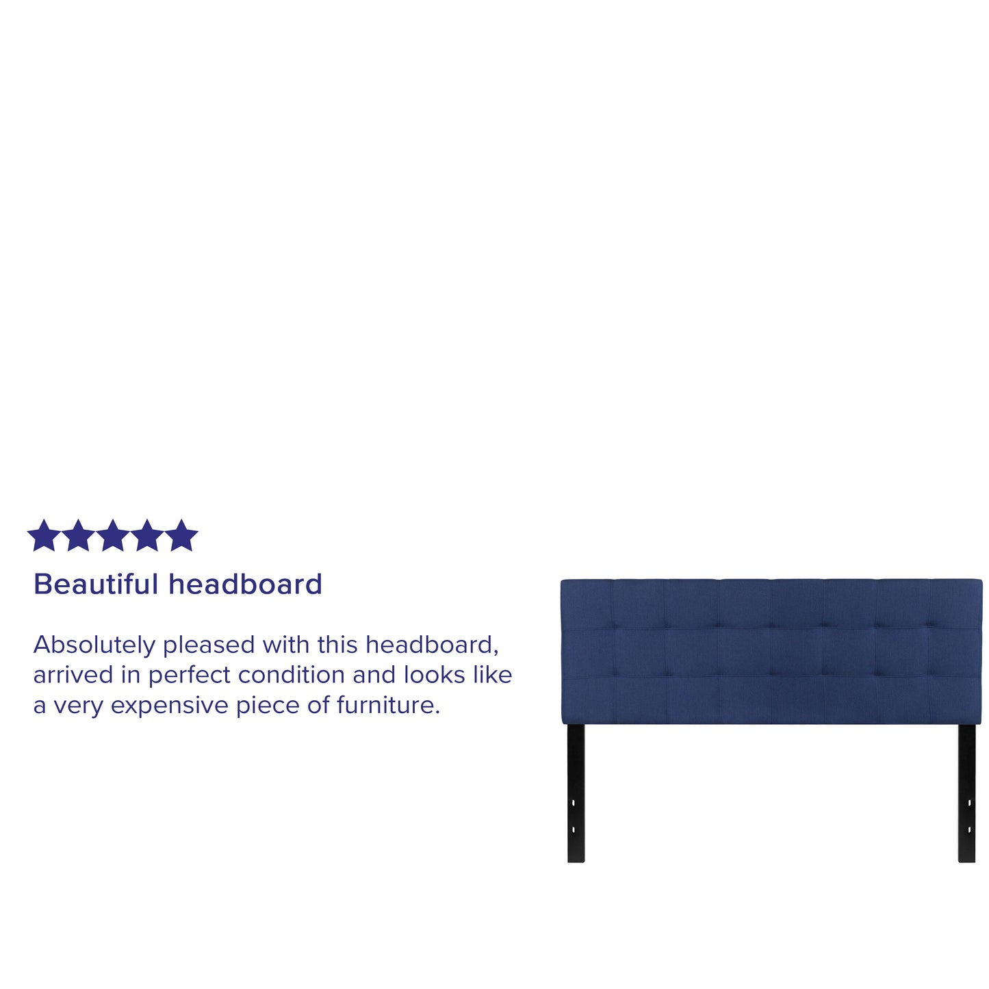 Bedford Tufted Upholstered Queen Size Headboard in Navy Fabric Navy