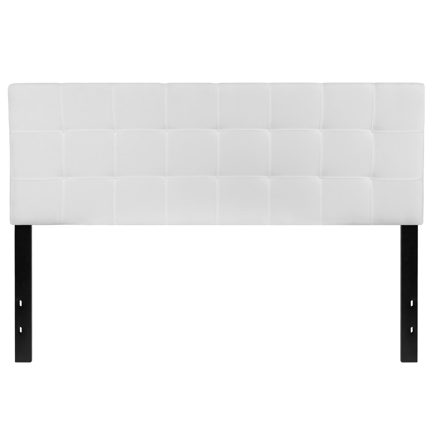 Bedford Tufted Upholstered Queen Size Headboard in White Fabric White