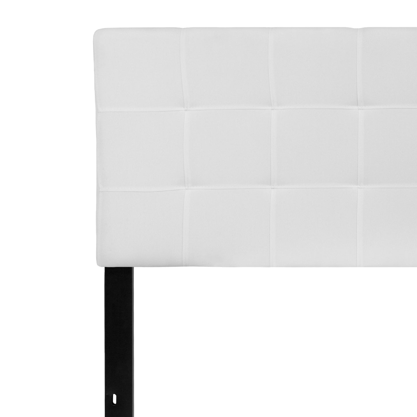Bedford Tufted Upholstered Queen Size Headboard in White Fabric White