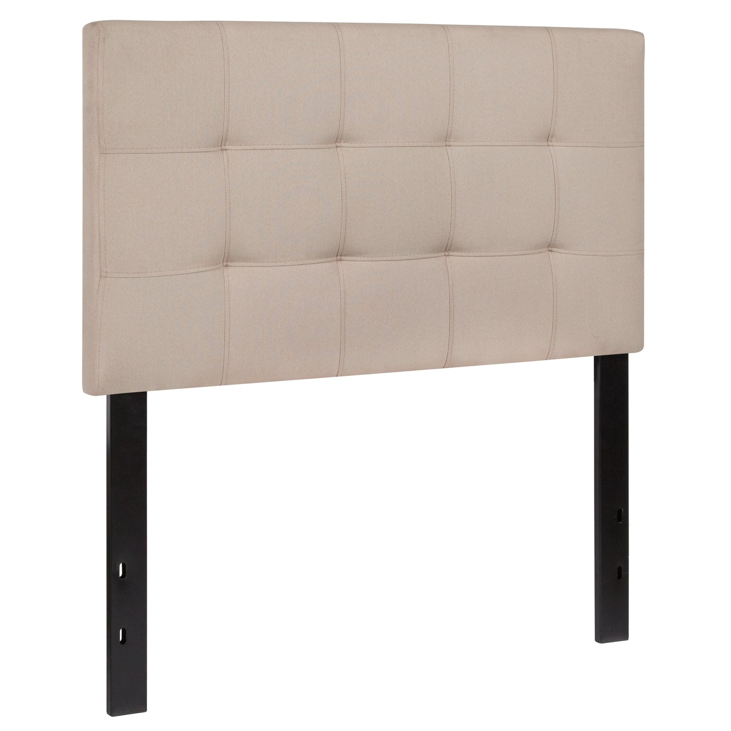 Bedford Tufted Upholstered Twin Size Headboard in Beige Fabric Beige