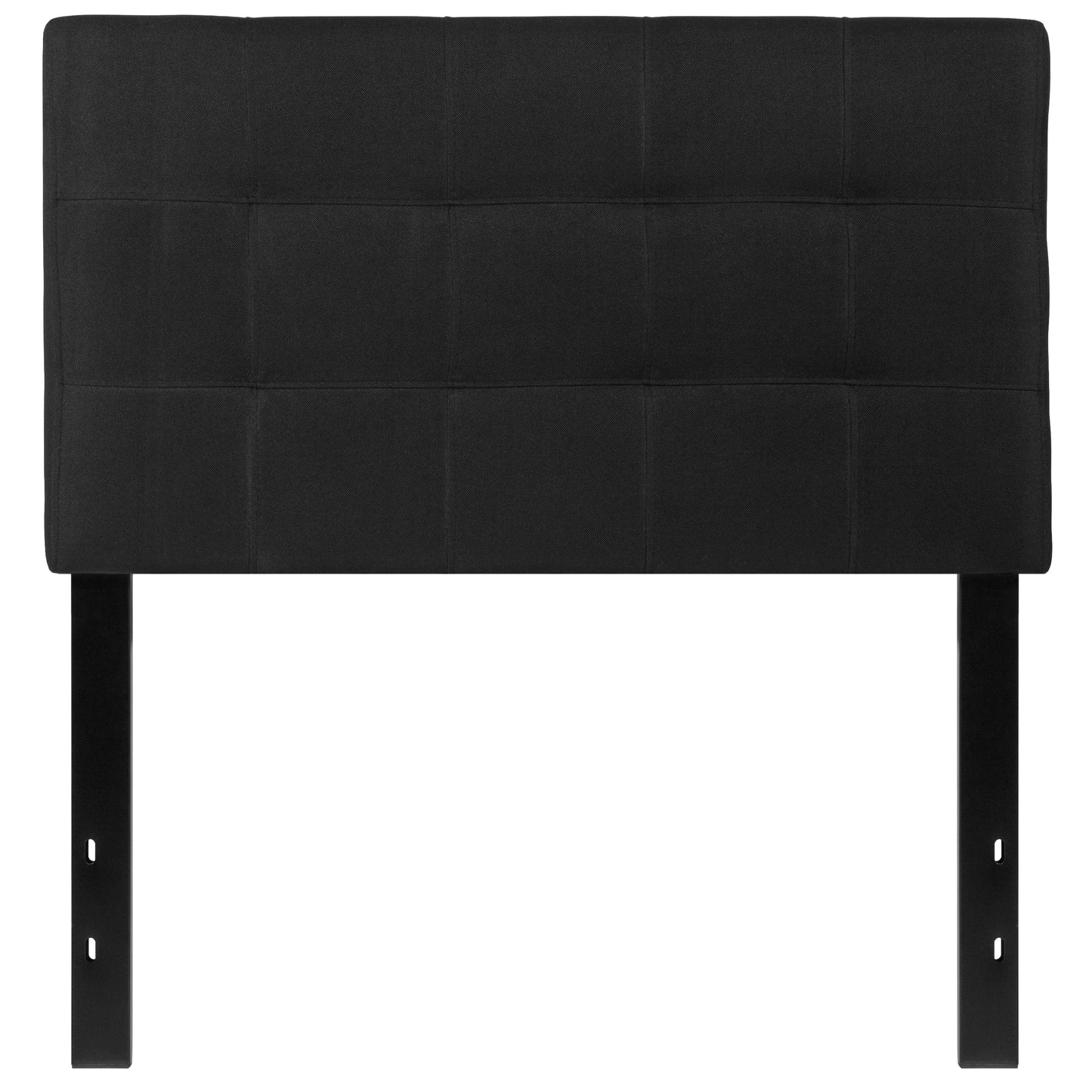 Bedford Tufted Upholstered Twin Size Headboard in Black Fabric Black