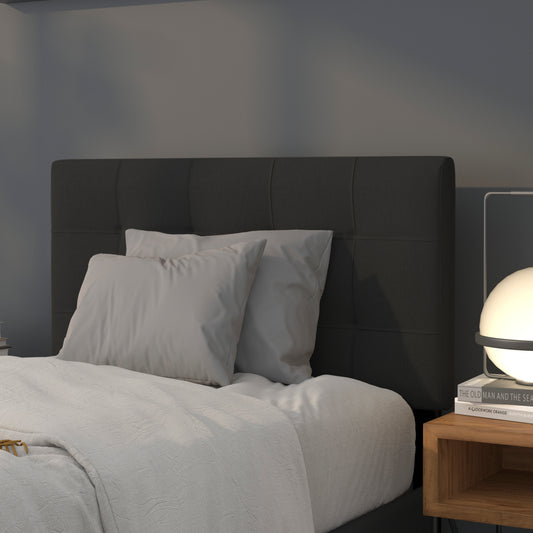 Bedford Tufted Upholstered Twin Size Headboard in Black Fabric Black HG-HB1704-T-BK-GG