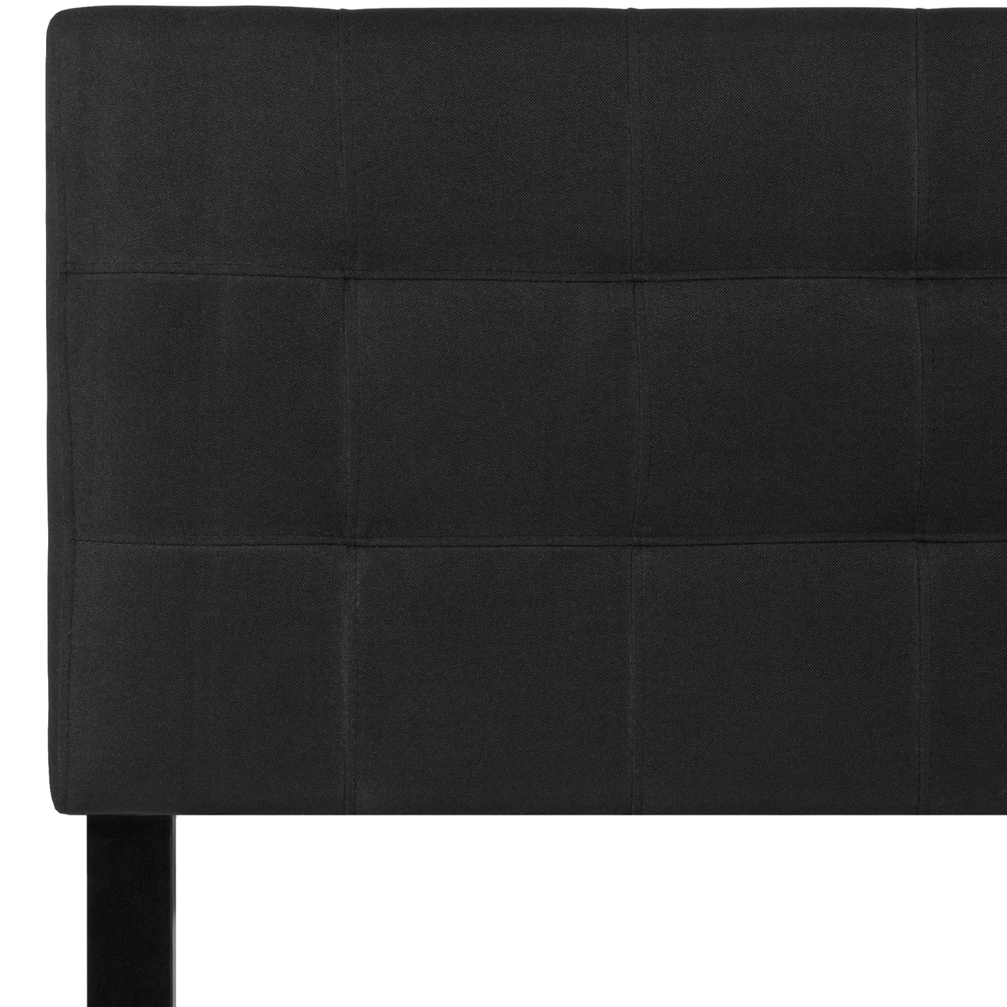 Bedford Tufted Upholstered Twin Size Headboard in Black Fabric Black